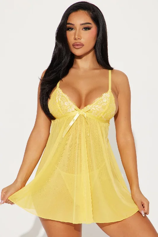 Addicted To Love Lace Babydoll - Yellow