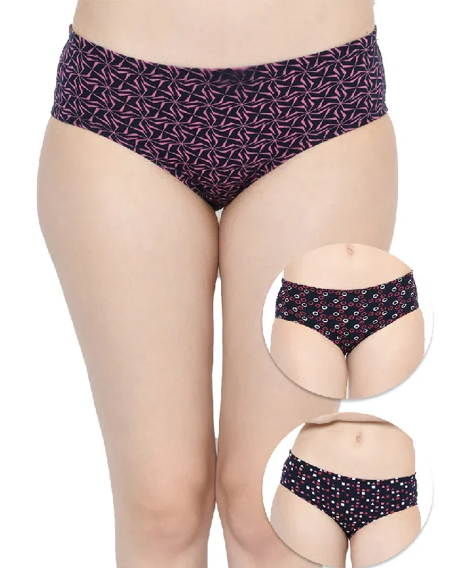 Assorted regular cotton mid waist panties - Set of 3