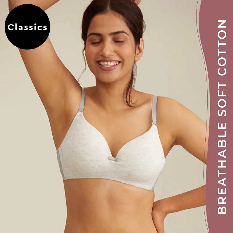 Breathe Cotton Padded wireless T-shirt bra 3/4th coverage - Grey NYB002