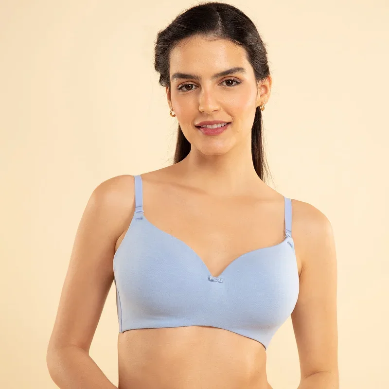 Breathe Cotton Padded wireless T-shirt bra 3/4th coverage - Sky Blue NYB002