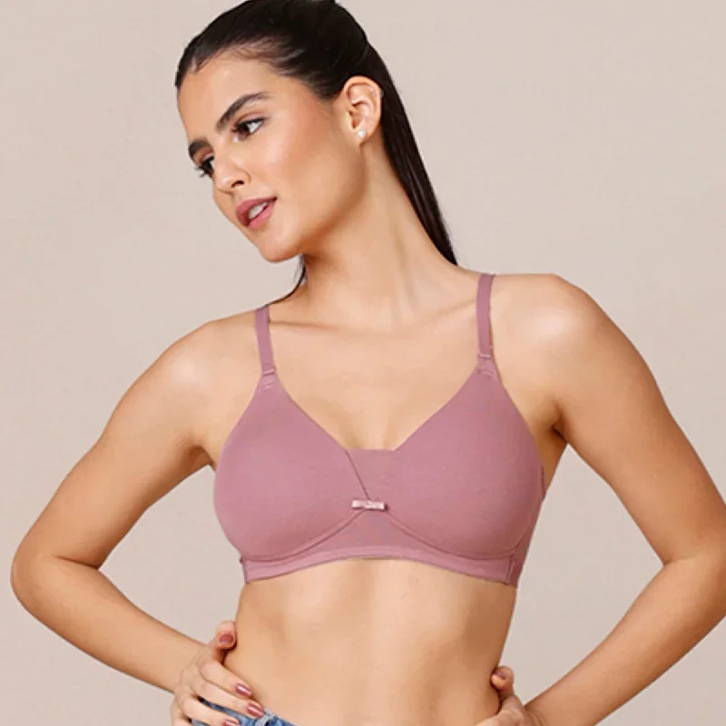 Breathe Cotton Padded wireless Triangle T-shirt bra 3/4th coverage - Wistful Mauve NYB003