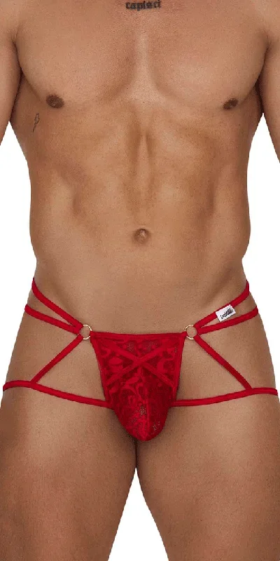 Candyman 99671 Lace Jock Thongs Red