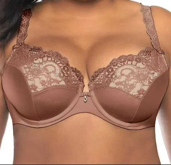 Curvy Couture Tulip Lace Chocolate Balconette Bra 1017