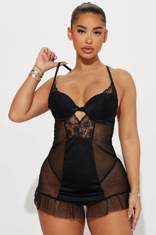 Endless Love Lace Chemise - Black