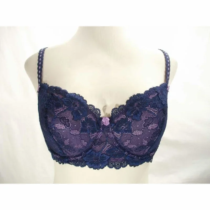 Felina 5894 Harlow Sheer Lace Full Busted Demi Underwire Bra 38C Navy Blue