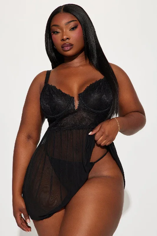 Flaunt It All Babydoll - Black