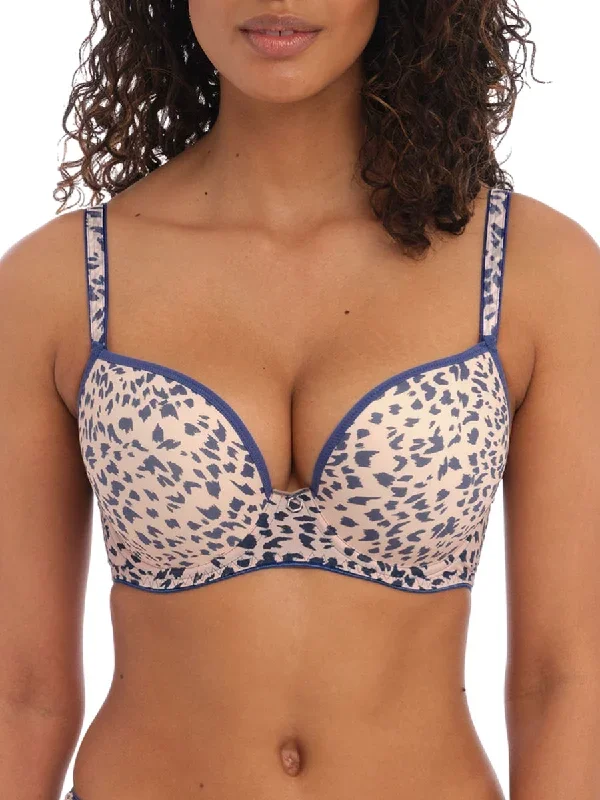 Wild Side Moulded Plunge T-Shirt Bra - Animal