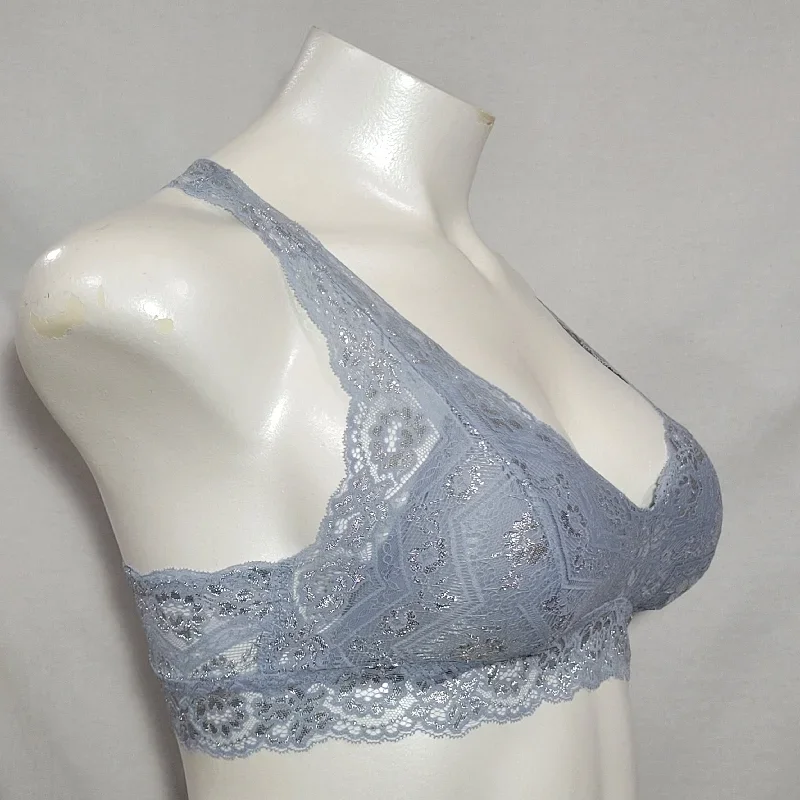 gilligan-omalley-lace-pullover-racerback-bralette-xs-x-small-metallic-blue-prelude-nwt