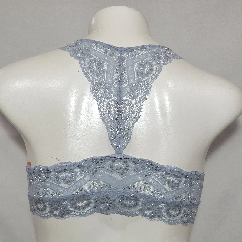 gilligan-omalley-lace-pullover-racerback-bralette-xs-x-small-metallic-blue-prelude-nwt