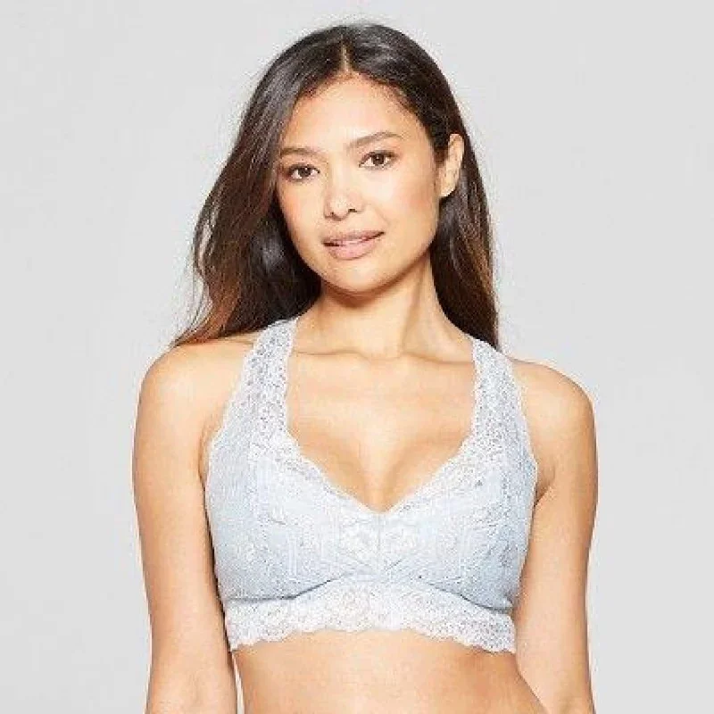 gilligan-omalley-lace-pullover-racerback-bralette-xs-x-small-metallic-blue-prelude-nwt