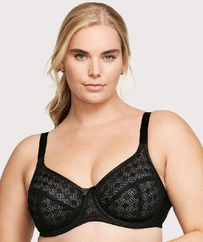 Glamorise Lace Comfort WonderWire Bra - Black