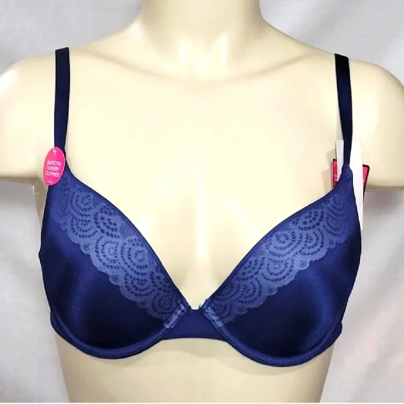 Lily of France 2175300 Smooth & Sleek Push Up Underwire Bra 34A Navy Blue NWT