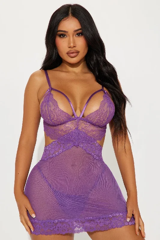 Luminous Aura Lace Babydoll - Purple