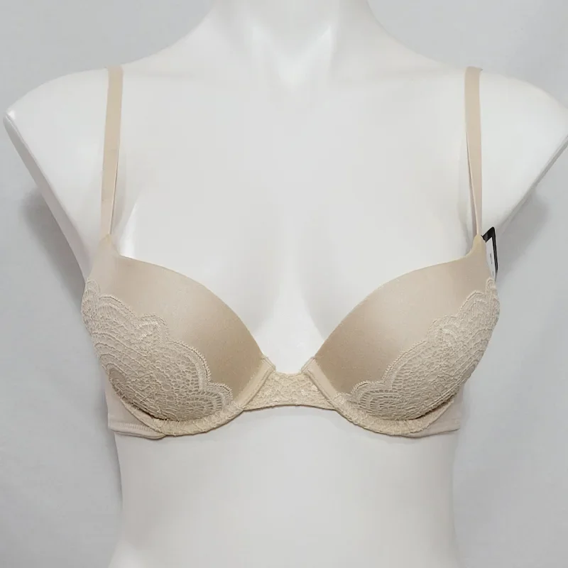 Maidenform DM9449 9449 Lacy Demi Coverage Push-Up UW Bra 32A Latte Lift Nude NWT