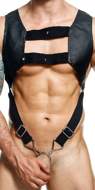 Malebasics Dmbl08 Dngeon Croptop Cockring Harness Black