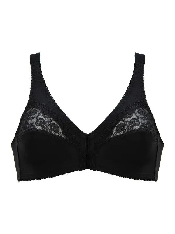 Soft Cup Front Fastening Bra - Black