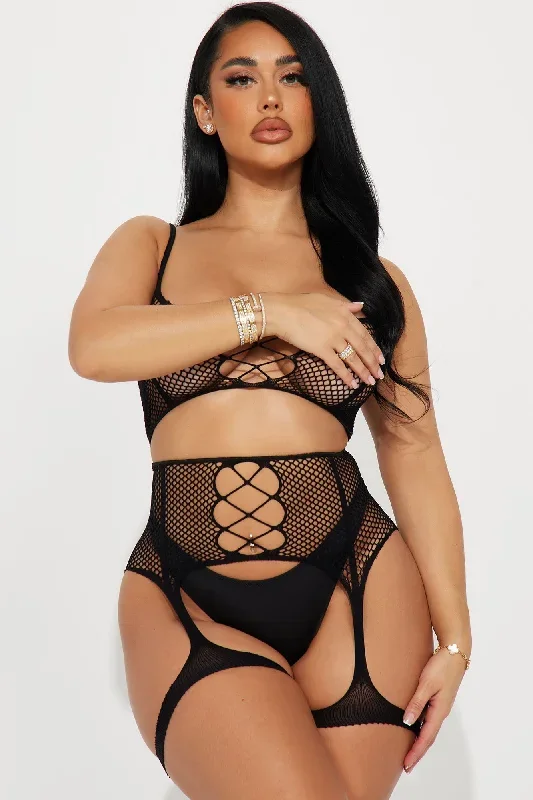 No Feelings Involved Bodystocking Set - Black