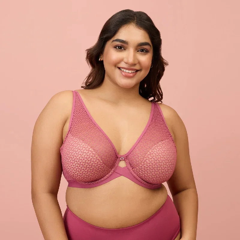 Nykd by Nykaa Textured Lace Non Padded Wired Bra NYB140- Mauve