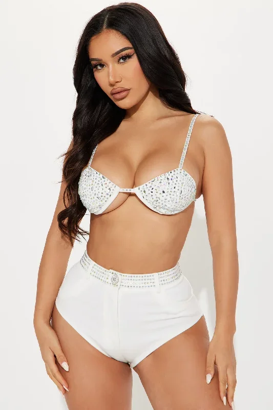 On The VIP List Rhinestone 2 Piece Dance Set - White