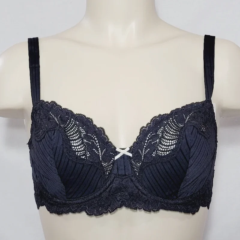 Paramour by Felina 115353 Stripe Delight Full Figure Underwire Bra 32D Black NWT