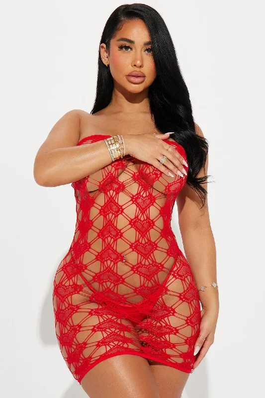 Queen Of Your Heart Dress Bodystocking - Red