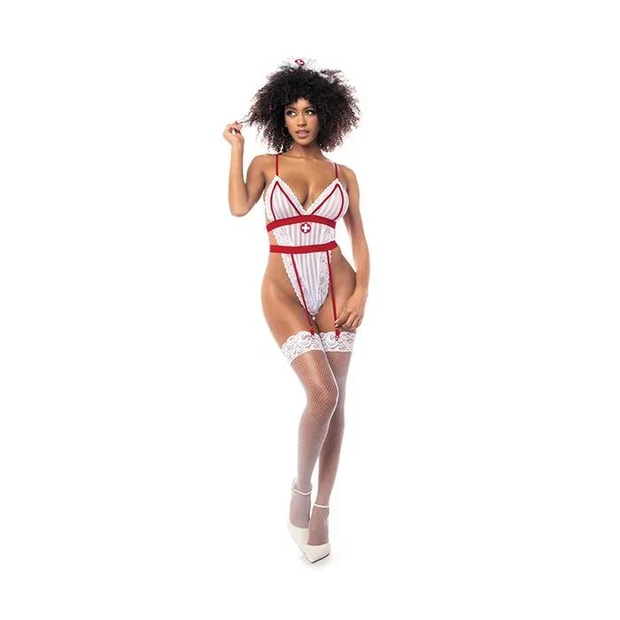 Sponge Bath Queen- Sexy Nurse Bodysuit & Head Piece