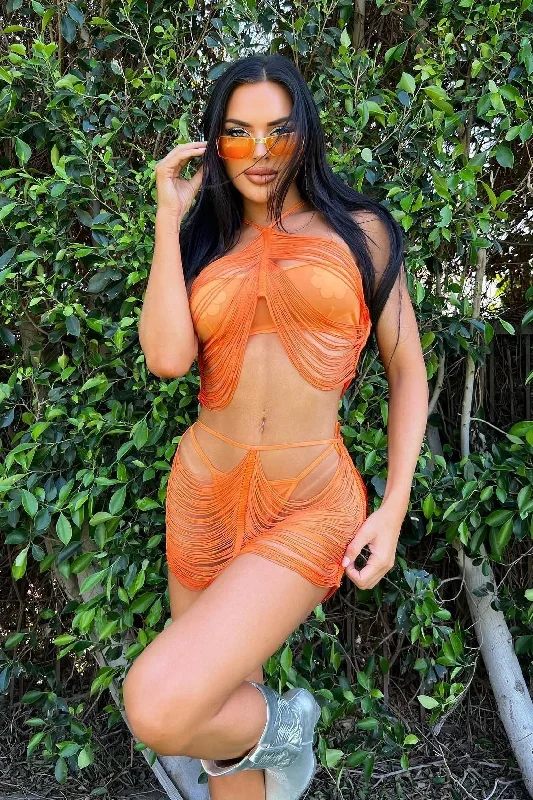 Spring Feeling Fringe 4 Piece Set - Orange