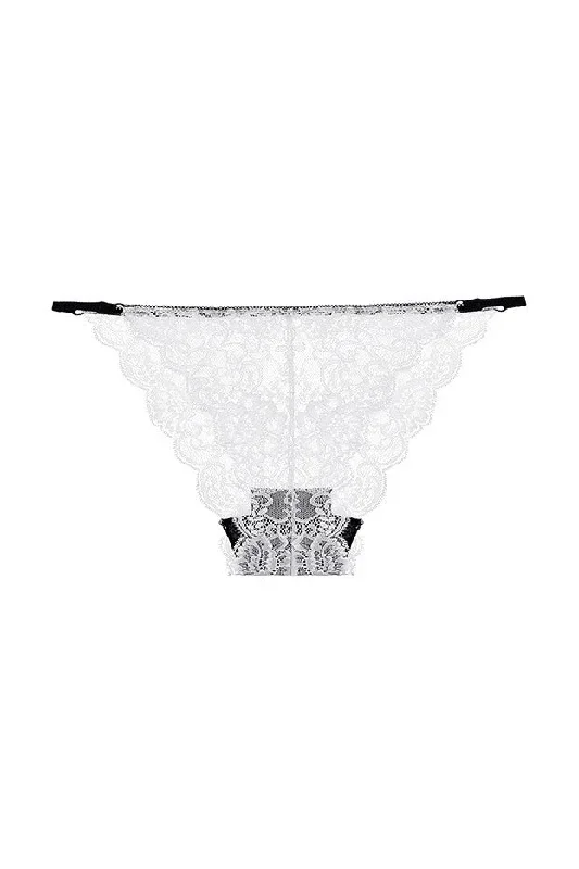 White Lavender Lace Thong Sheer Lace Panties S,M,L